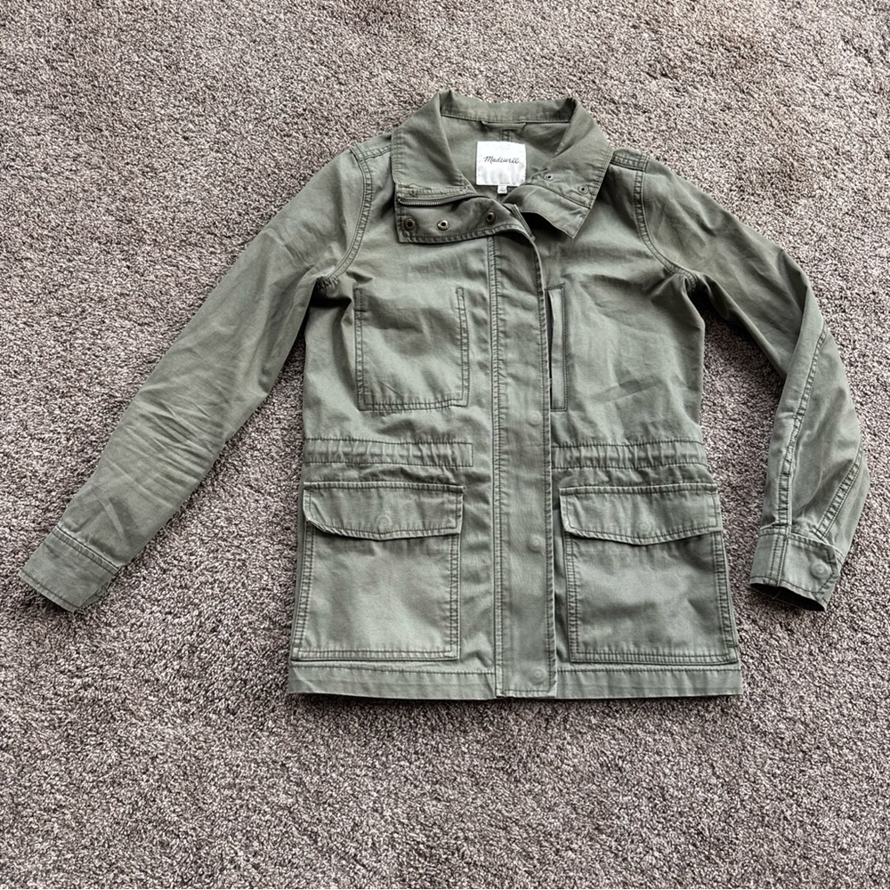 Madewell Women’s XS Olive Green Military Jacket 100% Cotton EUC Cinched Waist